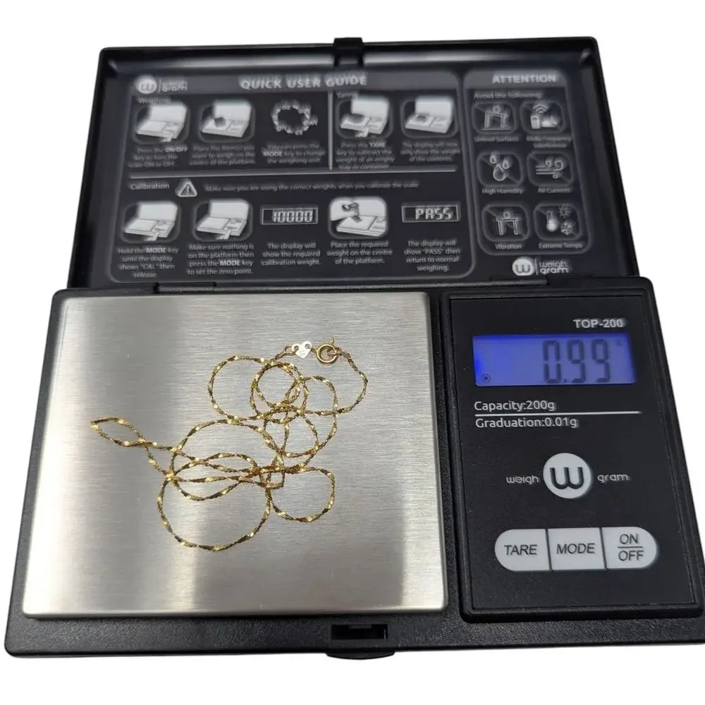 14K Italy Yellow Gold Diamond-Cut Rope Chain Necklace – 18